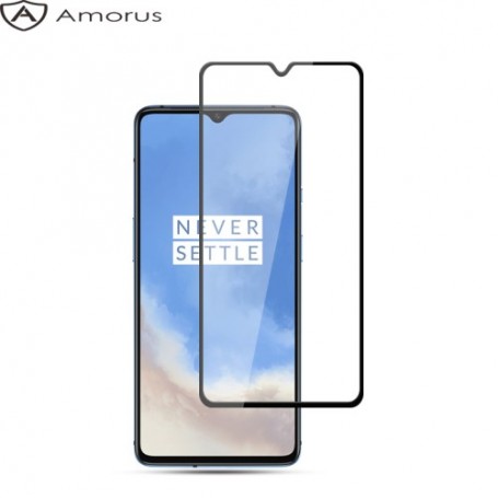 OnePlus 7T kirkas mustareunuksinen panssarilasi.