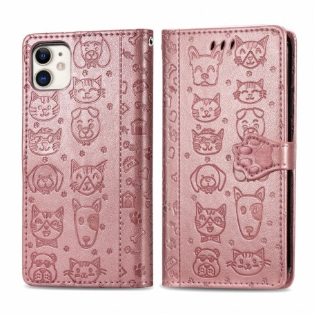 iPhone 11 ruusukulta kissa ja koira suojakotelo