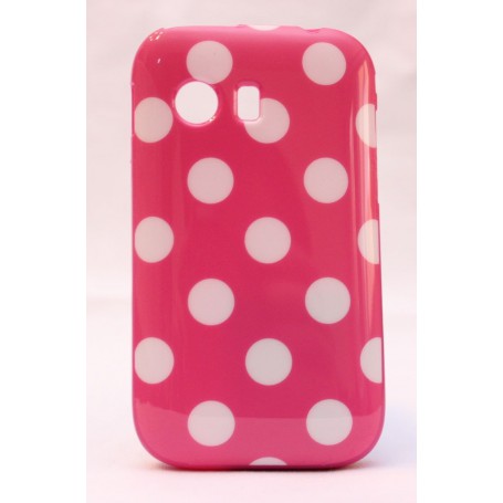 Galaxy Y polka dot suojakuori vaaleanpunainen tausta valkoisia täpliä.