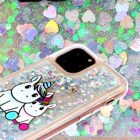 iPhone 11 Pro Max glitter hile yksisarvinen suojakuori – laadukas rakenne näkyy lähikuvasta