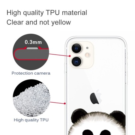 iPhone 11 läpinäkyvä panda suojakuori.