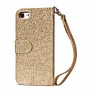 iPhone 7 vetoketjulinen kullanvärinen glitter suojakotelo