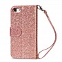 iPhone 7/8/SE 2020/SE 2022 vetoketjullinen ruusukulta glitter suojakotelo