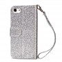 iPhone 7/8/SE 2020/SE 2022 vetoketjullinen hopeanvärinen glitter suojakotelo