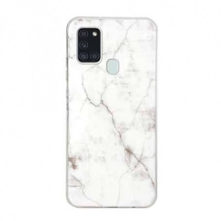 Samsung Galaxy A21s valkoinen marmori suojakuori.