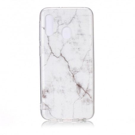 Samsung Galaxy A20e valkoinen marmori suojakuori.
