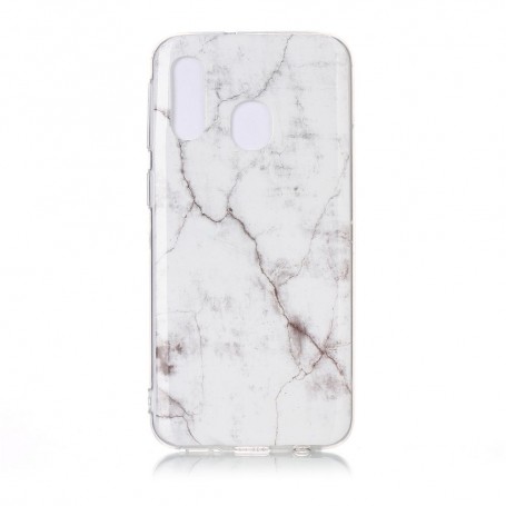 Samsung Galaxy A40 valkoinen marmori suojakuori