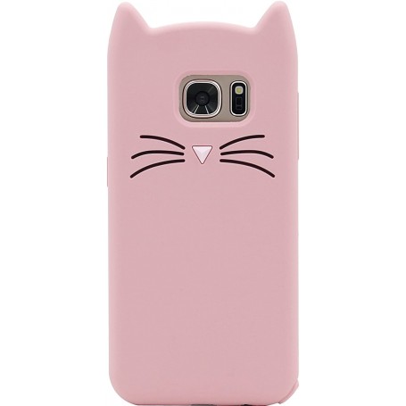 Galaxy S7 vaaleanpunainen kissa silikonisuojus.