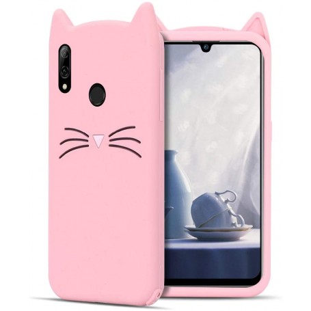 Huawei P Smart 2019 vaaleanpunainen kissa suojakuori.