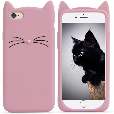 Apple iPhone 6 / 6s vaaleanpunainen kissa suojakuori.