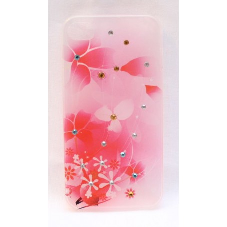 Vaaleanpunainen kukkakuvio iPhone 4 suojakuori.