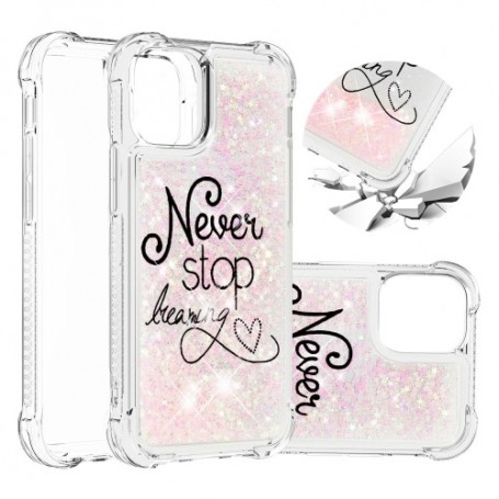 iPhone 12 mini glitter hile never stop dreaming suojakuori