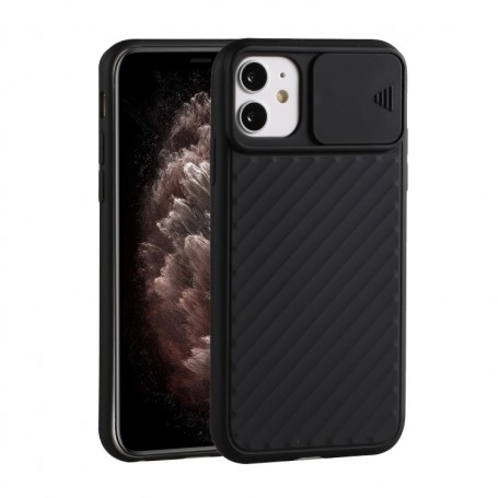 iPhone 12 mini musta suojakuori kamerasuojalla.