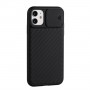 iPhone 12 mini musta suojakuori kamerasuojalla.