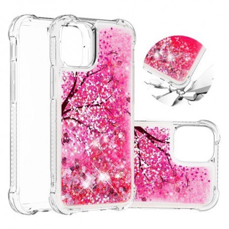 iPhone 12 / 12 Pro glitter hile pinkki puu suojakuori