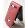 Nokia Lumia 710 vaaleanpunainen nahkainen läppäkotelo.