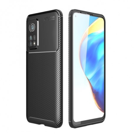 Xiaomi Mi 10T / Mi 10T Pro 5G musta hiilikuitukuvio suojakuori.