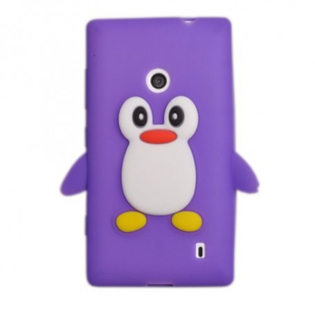 Lumia 520 violetti pingviini silikonisuojus.