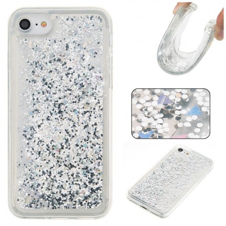 iPhone 6/6s/7/8/SE 2020 hopeanvärinen glitter hile suojakuori