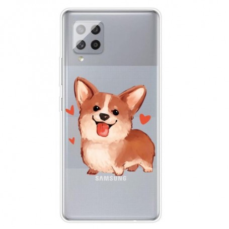 Samsung Galaxy A42 5G läpinäkyvä koira suojakuori.