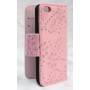 iPhone 5 vaaleanpunainen lompakkokotelo.