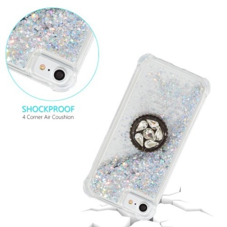 iPhone 7/8/SE 2020/SE 2022 hopea glitter hile sormuspidike suojakuori – ohut ja tyylikäs suojakuori esillä