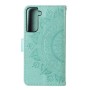 Samsung Galaxy S21 mintunvihreä mandala suojakotelo – lompakkokotelo tyylikkäästi esillä