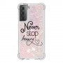 Samsung Galaxy S21 glitter hile never stop dreaming suojakuori