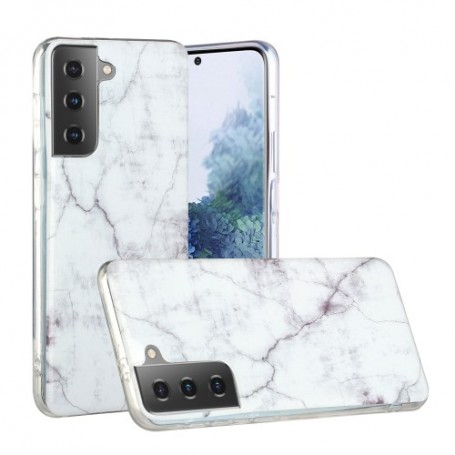 Samsung Galaxy S21 Plus valkoinen marmori suojakuori.