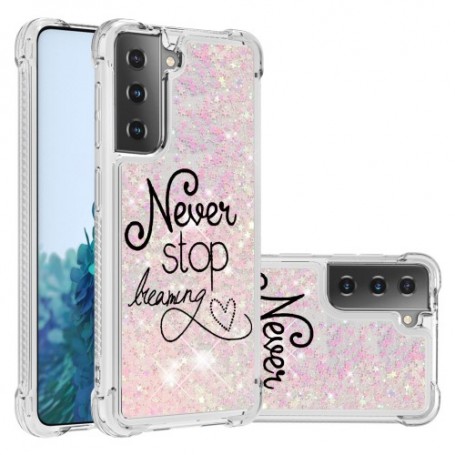 Samsung Galaxy S21 Plus läpinäkyvä flamingo suojakuori.