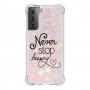 Samsung Galaxy S21 Plus glitter hile never stop dreaming suojakuori