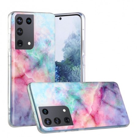 Samsung Galaxy S21 Ultra värikäs tie-dye marmori suojakuori.