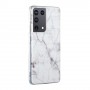 Samsung Galaxy S21 Ultra valkoinen marmori suojakuori