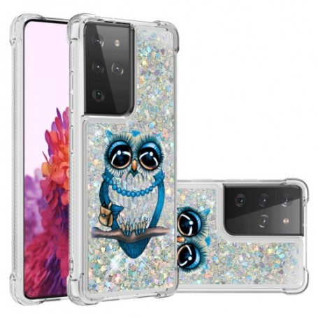 Samsung Galaxy S21 Ultra läpinäkyvä pöllö suojakuori.