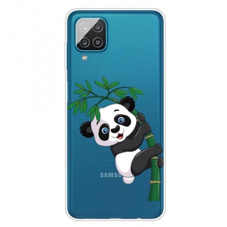 Samsung Galaxy A12 läpinäkyvä panda suojakuori.
