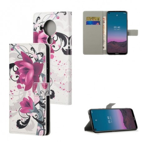 Nokia 3.4/5.4 violetit kukat suojakotelo