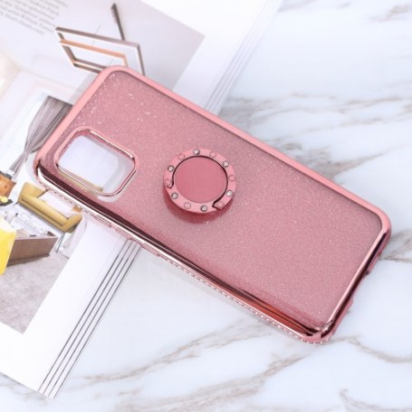 Xiaomi Mi 10 Lite 5G ruusukulta glitter sormuspidike suojakuori.