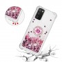 Samsung Galaxy A02s glitter hile pinkki sormuspidike suojakuori.