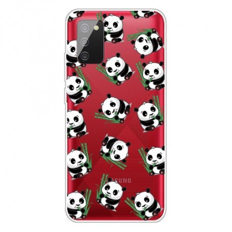Samsung Galaxy A02s läpinäkyvä pandat suojakuori.