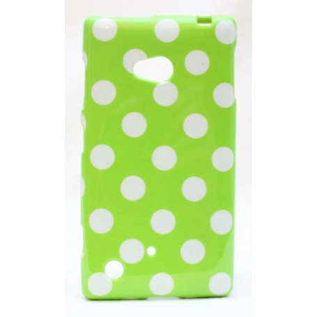 Lumia 720 polka dot suojakuori vihreä tausta valkoisia täpliä.