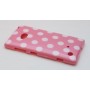 Lumia 720 polka dot suojakuori vaaleanpunainen tausta valkoisia täpliä. – laadukas rakenne näkyy lähikuvasta