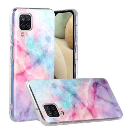 Samsung Galaxy A12 värikäs tie-dye marmori suojakuori.
