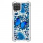 Samsung Galaxy A12 glitter hile sininen perhonen suojakuori