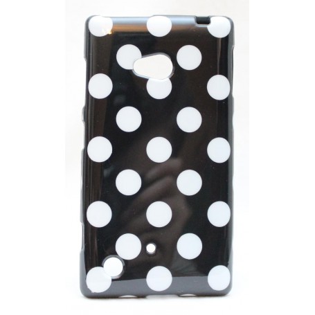 Lumia 720 polka dot suojakuori musta tausta valkoisia täpliä.