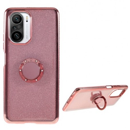 Xiaomi Mi 11i ruusukulta glitter sormuspidike suojakuori.