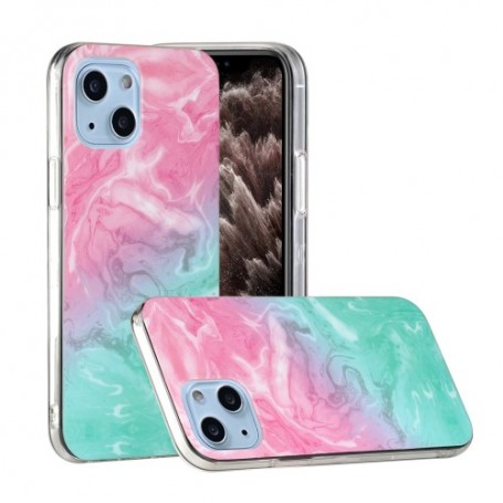 iPhone 13/14 värikäs tie-dye marmori suojakuori.