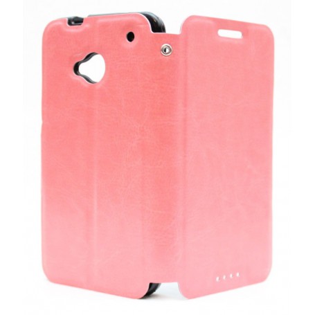 HTC One vaaleanpunainen kansikotelo.