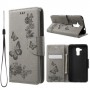 Huawei Honor 7 Lite harmaa perhoset puhelinlompakko