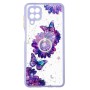 Samsung Galaxy A12 läpinäkyvä perhoset sormuspidike suojakuori
