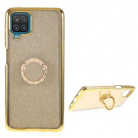 Samsung Galaxy A12 kullanvärinen glitter hile sormuspidike suojakuori